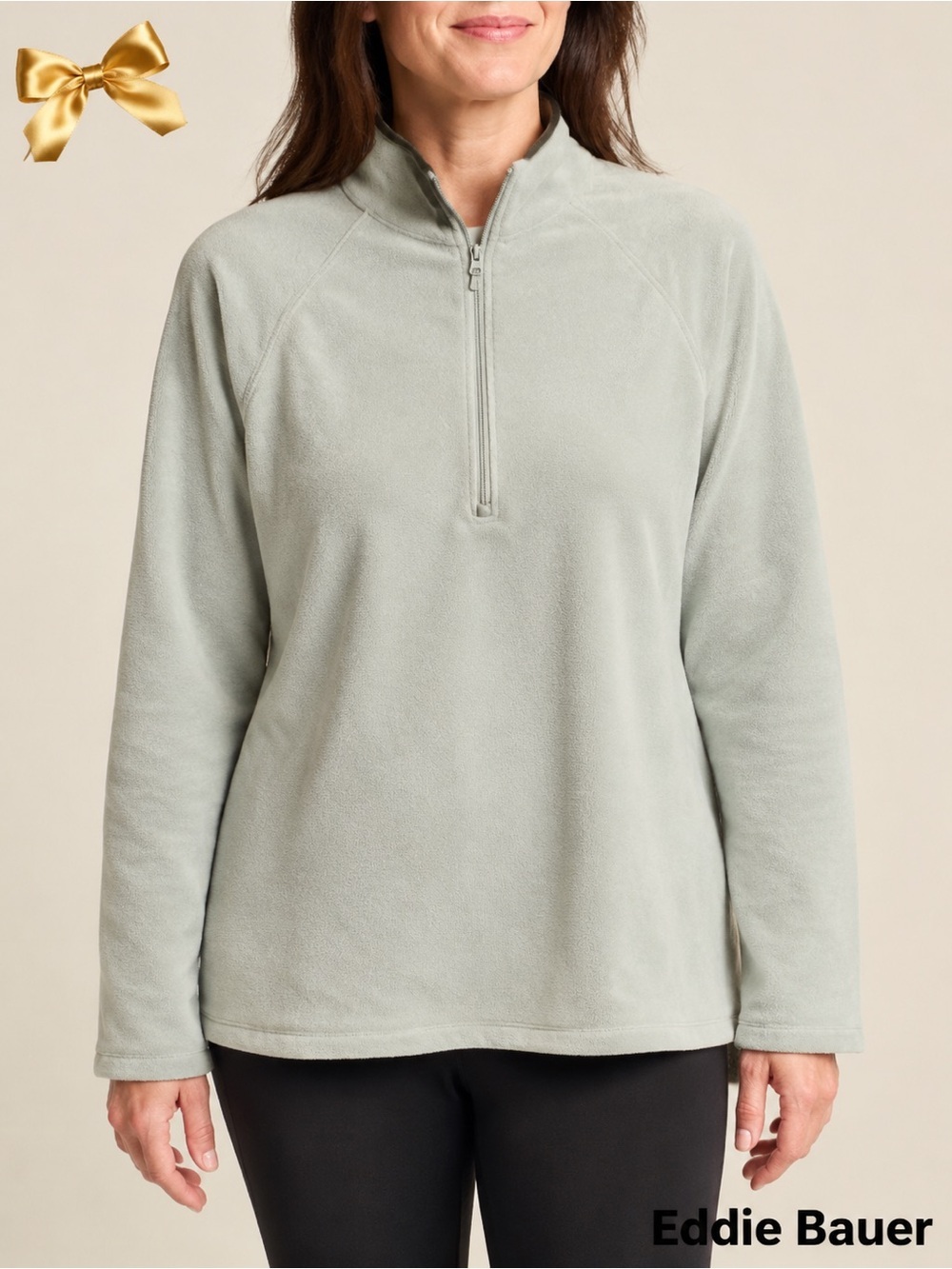 Eddie Bauer Fleece Pullover Womens Large Aqua 1/4 Zip